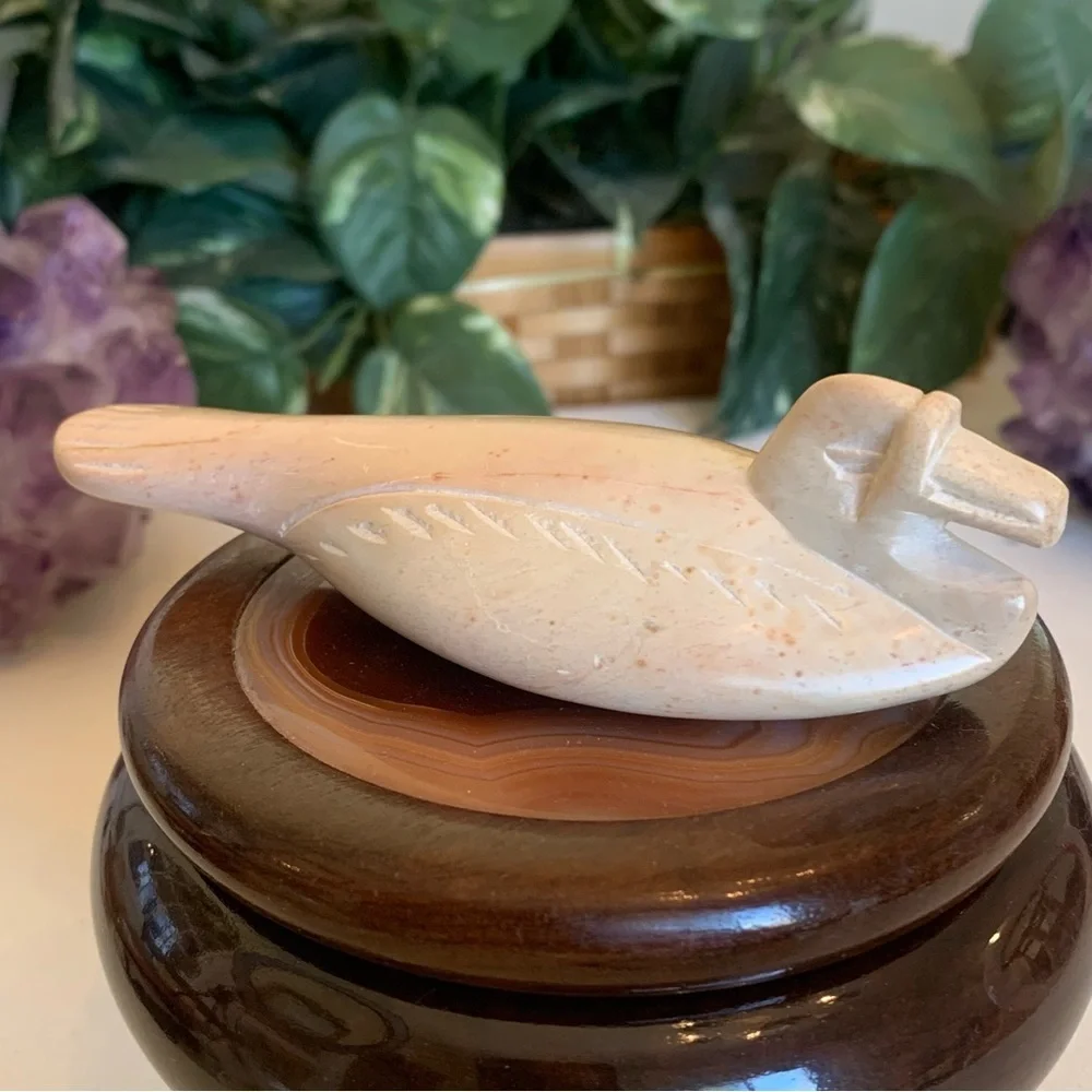 Hand Carved Soapstone Duck Loon Sculpture Stone Stylized Bird Figurine Kenya 4.6